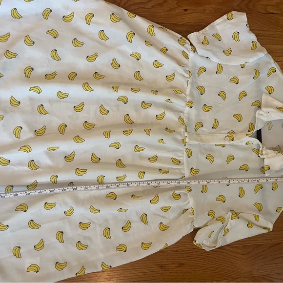 Garden Girl: White Babydoll Dress with Yellow Banana Print 🍌 - Picture 5 of 7